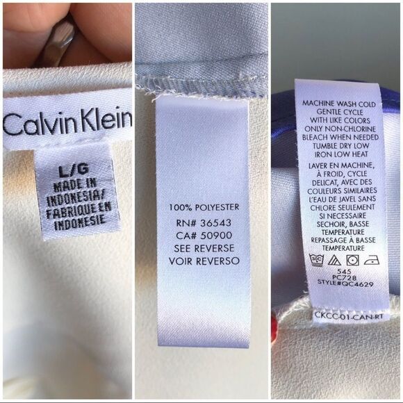 Calvin Klein multicolored ivory print blouse L/G - Picture 7 of 7